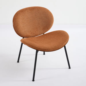 English Elm Mid-Century Shell Chair with Wood Grain Veneer, Curved Wide Seat, Metal-Wood Frame Holds 330+ lbs Orange W1143P214258