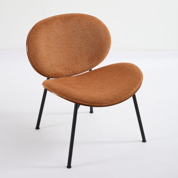 English Elm Mid-Century Shell Chair with Wood Grain Veneer, Curved Wide Seat, Metal-Wood Frame Holds 330+ lbs Orange W1143P214258