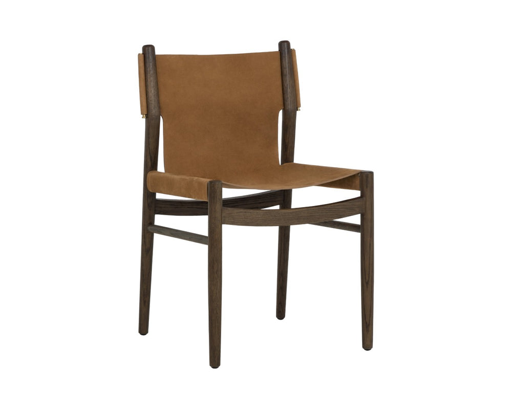 Sunpan ARGUS Dining Chair - Luxurious Nubuck Leather with Solid Oak Frame for Timeless Mid-Century Style 112682