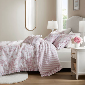 English Elm 5 Piece Full/Queen Comforter Set with Decorative Pillows - Soft Microfiber, Hypoallergenic, Cozy Layering Pink 16.54 L x 12.6 W x 7.09 H B035P381289