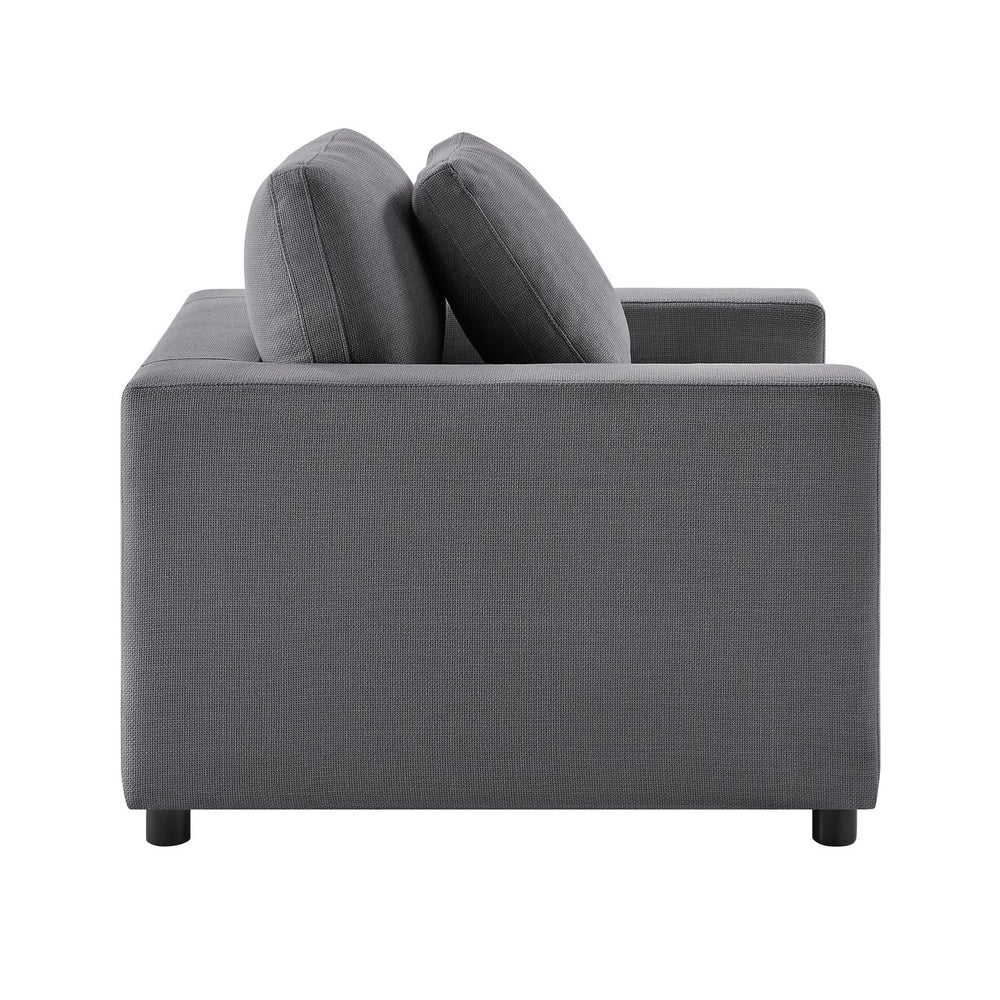 English Elm Cassandra Plush Modern Armchair with Down-Fiber Cushions, Removable Covers & Solid Wood Legs Charcoal B050P400268
