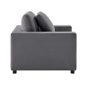 English Elm Cassandra Plush Modern Armchair with Down-Fiber Cushions, Removable Covers & Solid Wood Legs Charcoal B050P400268