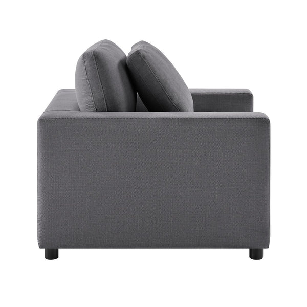 English Elm Cassandra Plush Modern Armchair with Down-Fiber Cushions, Removable Covers & Solid Wood Legs Charcoal B050P400268