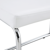 English Elm White Shoe Changing Stool, Silver Metal Legs, Sofa Stool Dining Chair, Suitable For Bedroom ,Fitting Room, Storage Room, Dining Room, Living Room. 005