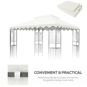 English Elm 10X10 Ft Outdoor Patio Gazebo Replacement Canopy - Durable Double-Tiered Roof Cover, Beige Shade W419P198351