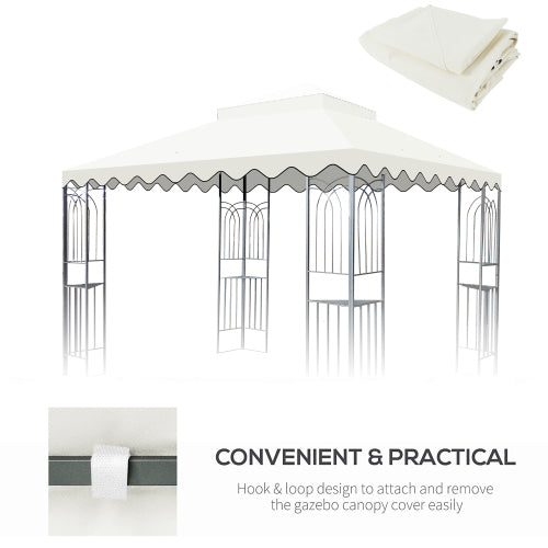 English Elm 10X10 Ft Outdoor Patio Gazebo Replacement Canopy - Durable Double-Tiered Roof Cover, Beige Shade W419P198351