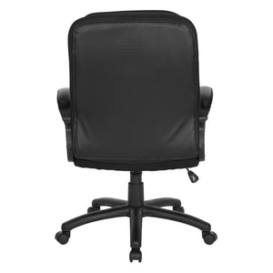 OSP Home Furnishings Faux Leather Executive Office Chair with Lumbar Support and Pneumatic Height Adjustment FL13785-U6