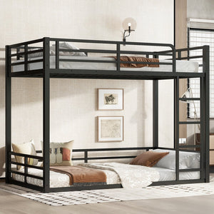 English Elm Metal Twin Xl Bunk Bed Frame - Heavy-Duty, Noise-Reduced Design For Kids, Teens & Adults, Black Finish W1580S00157