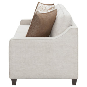 English Elm Mahaffey Christine Beige Chenille Upholstered Sofa with Sloped Track Arms, Tapered Legs, 81" L B062P357828