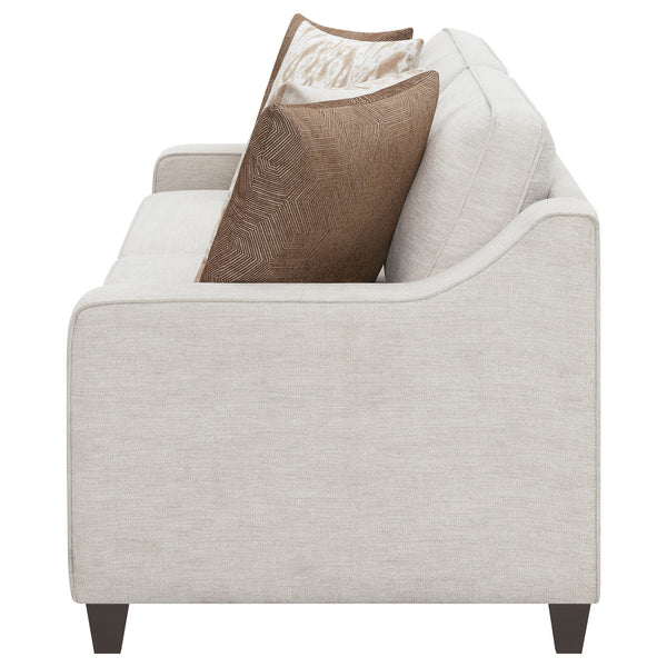 English Elm Mahaffey Christine Beige Chenille Upholstered Sofa with Sloped Track Arms, Tapered Legs, 81" L B062P357828