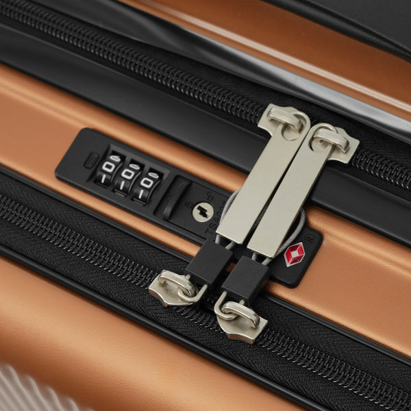 English Elm Luggage 5 Piece Hardside Abs Set with Front Access Carry on and Tsa Spinner Wheels Brown N732P391579O