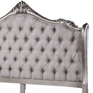 English Elm Ariadne Luxurious Velvet Eastern King Bed With Antique Platinum Finish And Elegant Tufted Design B2726S00101