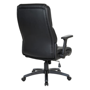 OSP Home Furnishings Exec High Back Bonded Leather Office Chair with Lumbar Support and Pneumatic Lift Black EC93580-EC3