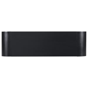English Elm U_style Acacia Veneer Minimalist Console Table Slim Two Leg Frame for Entryway Halls Black N711P213374B