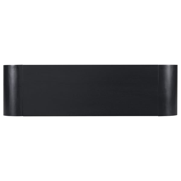 English Elm U_style Acacia Veneer Minimalist Console Table Slim Two Leg Frame for Entryway Halls Black N711P213374B