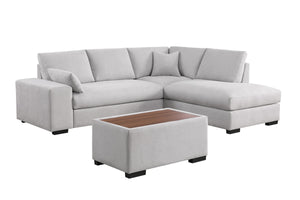 English Elm Joviel Woven Fabric Sectional with Chaise Ottoman Pocket Coil Living Room Sofa Light Gray B2749S00265