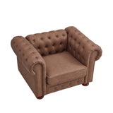 English Elm Classic Chesterfield Sofa Chair For Living Room Brown Faux Leather