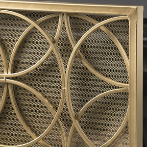 English Elm Fire Screen Handcrafted Iron Geometric Mesh Spark Guard for Modern Living Rooms 61125.00GLD