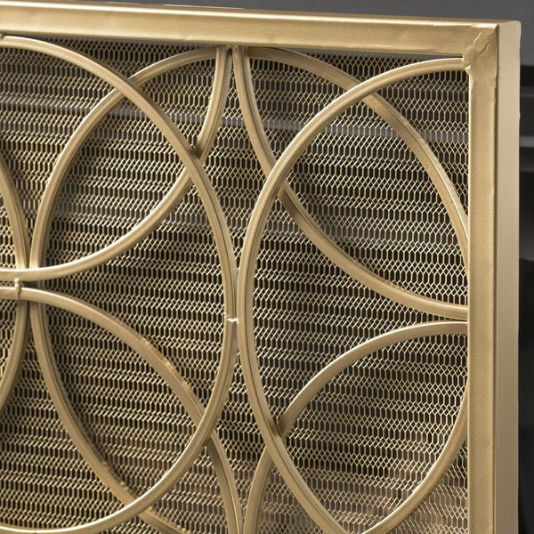 English Elm Fire Screen Handcrafted Iron Geometric Mesh Spark Guard for Modern Living Rooms 61125.00GLD
