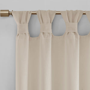 JLA Home Madison Park - Floral Semi-Sheer Tab Top Curtain Panel with Removable Rosette Pins, Light-Filtering Texture for Rooms Linen MP40-6831
