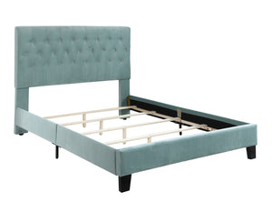 English Elm Wallace & Bay - Blue Cal King Upholstered Bed with Light Blue Fabric, Transitional Style, Easy-Care 89.8"W 54.7"H B361P384472