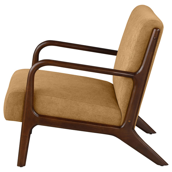 English Elm Robie Mid-Century Honey Upholstered Accent Chair with Cappuccino Wood Frame, Curved Comfort Design B062P299843