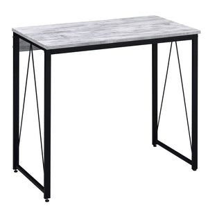 English Elm Antique White And Black Writing Desk - Rustic Industrial Design With Sturdy Metal Sled Base B062P184522