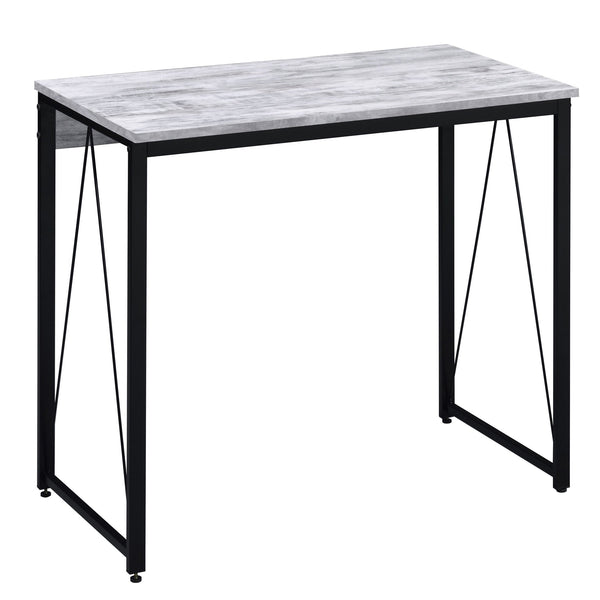 English Elm Antique White And Black Writing Desk - Rustic Industrial Design With Sturdy Metal Sled Base B062P184522