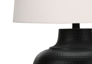 English Elm Lighting, Curved Ceramic Table Lamp with Ivory Linen Shade and Gold Finial, 24" Height, Transitional Black 18 L x 18 W x 22 H B2710P220081