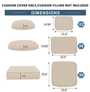 English Elm Outdoor Deep Seat Sectional Replacement Cushions Fade Resistant Polyester Set Beige W419P187679