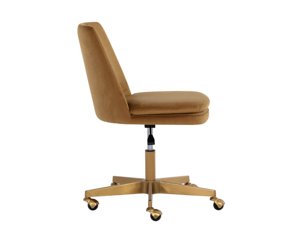 Sunpan Berget Modern Office Chair – Glamorous Design with Matte Gold Base for Stylish Workspaces and Mobility Gold Sky