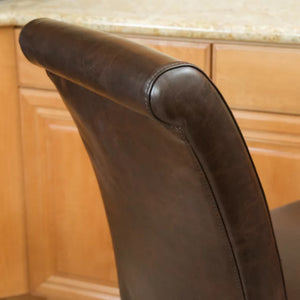 English Elm Christopher Knight Home® - 25.5'' Upholstered Counter Stool Set of 2 in Brown Leather with Solid Wood Frame, Nailhead Trim, Cushioned Comfort 74506.00
