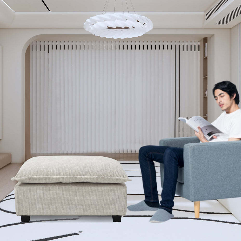 English Elm Contemporary Corner Ottoman With Vertical Channel Tufting - Soft Chenille Upholstery & Durable Design W1117P264835