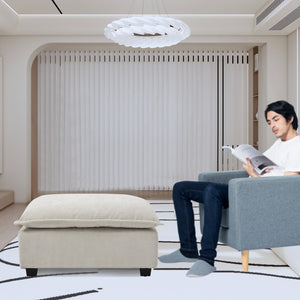 English Elm Contemporary Corner Ottoman With Vertical Channel Tufting - Soft Chenille Upholstery & Durable Design W1117P264835