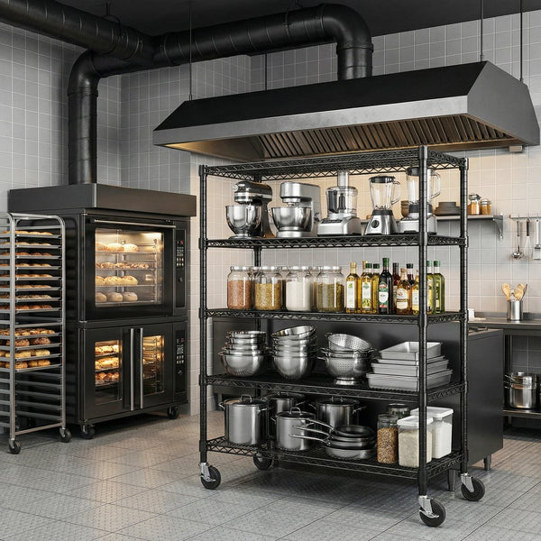 English Elm 2640 Lbs Carbon Steel Four Tier Shelving Unit with Casters for Garage or Warehouse W5386P445358