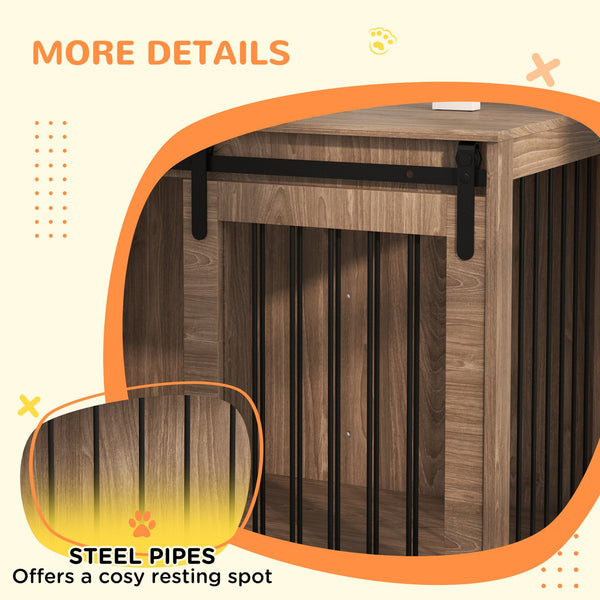 English Elm Pawhut Furniture Style Dog Kennel End Table with Walnut Finish for Large Breeds W2225P173786