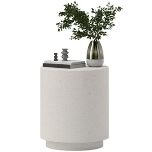 English Elm HOMCOM Terrazzo-Style Round Side Table Cream White, Water-Resistant Accent Table 19" H, 198 lb Capacity W2225P249996