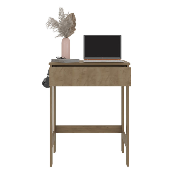 English Elm Eagar Minimalist Desk Beige Light Oak - Compact Scratch-Resistant Workstation with Sturdy Support Bar and Ergonomic Surface B128P375322