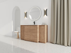 English Elm 60" Freestanding Double Sink Bathroom Vanity with Soft-close Doors and Three Drawers W999S00514