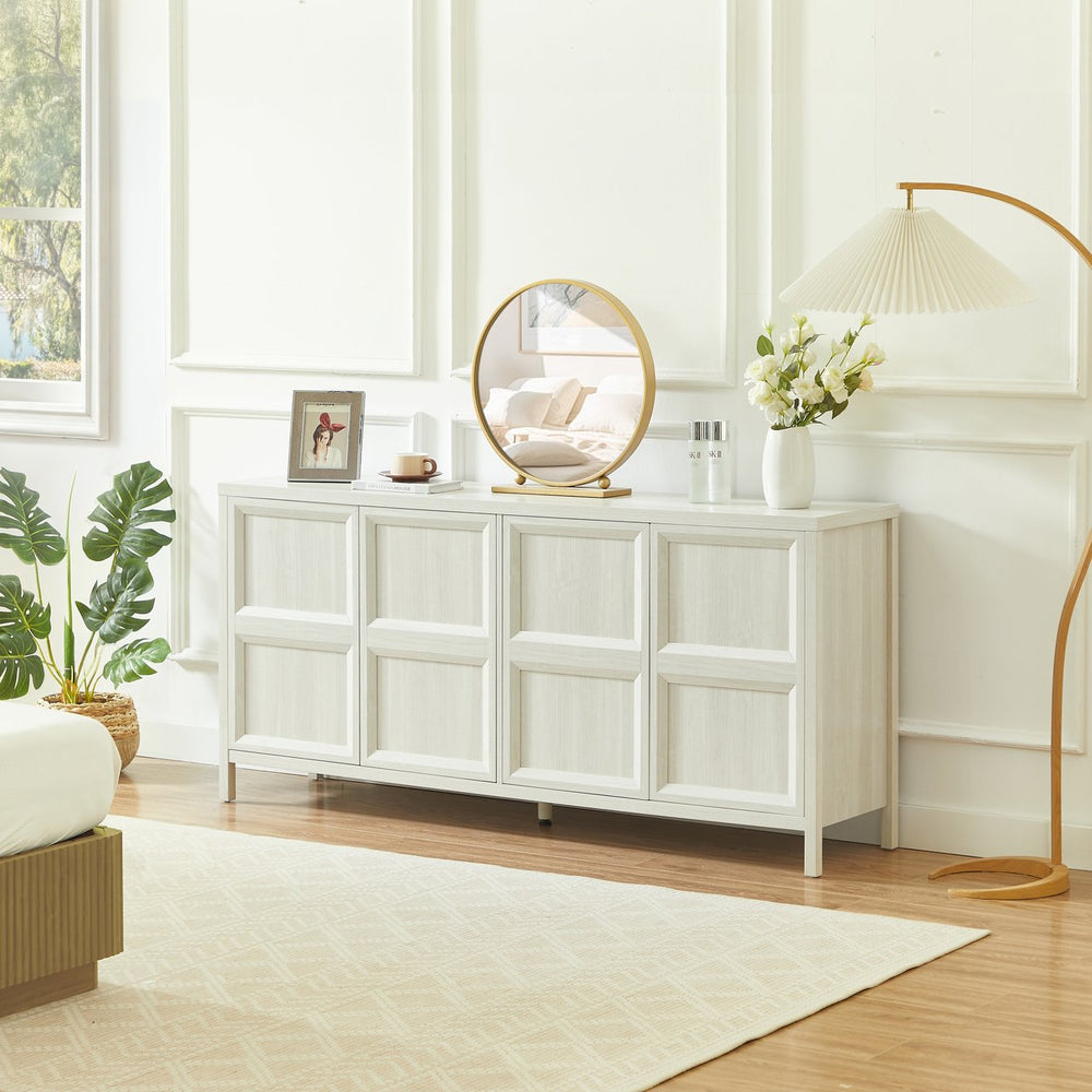 English Elm 67'' Scandinavian Oak Sideboard with Touch Latch Doors Soft Close Hinges Living Room Storage Light Gray W1820P420818