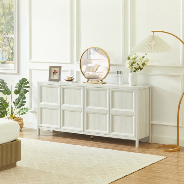English Elm 67'' Scandinavian Oak Sideboard with Touch Latch Doors Soft Close Hinges Living Room Storage Light Gray W1820P420818