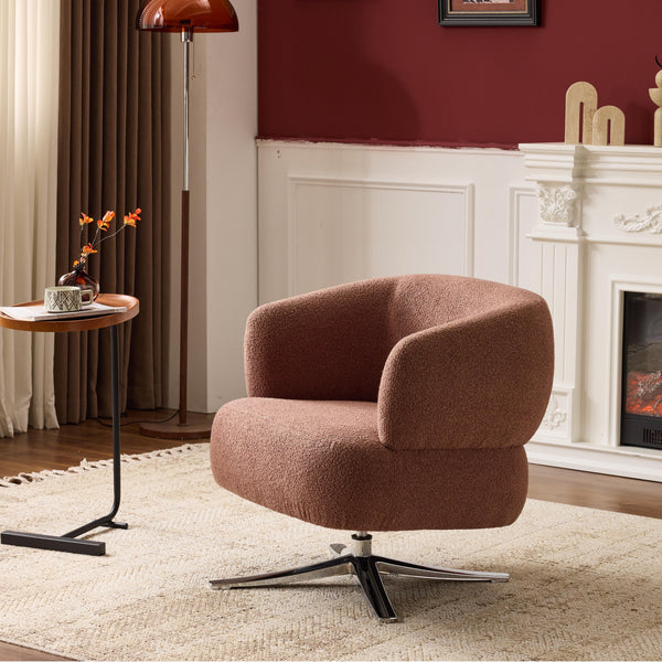 English Elm Cuddle-style linen swivel chair with 360° rotation, wrap-around cradle design for cozy compact spaces Red W3248P354265