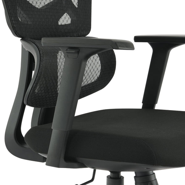 OSP Home Furnishings Mesh Back Ergonomic Manager Chair with Lumbar Support Adjustable Headrest and Padded Seat EM98958HR-3
