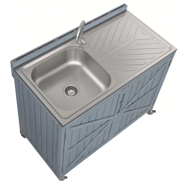 English Elm K&k Outdoor Modular Kitchen Island 2 Piece Fir Wood Stainless Steel Sink Station N707S000024G