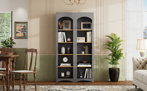 English Elm On-Trend Free Standing 5 Tier Bookshelves Set Of 2, Farmhouse Grey Cabinets With Adjustable Shelves N721P245734E-GIGA