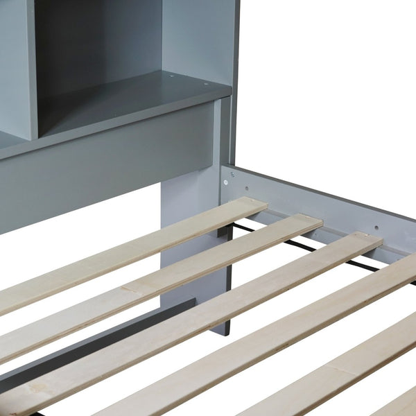 English Elm Twin Over Twin Bunk Bed With Storage Shelves, Safety Guardrails, Ladder & Convertible Design In Grey W504S00213-GIGA