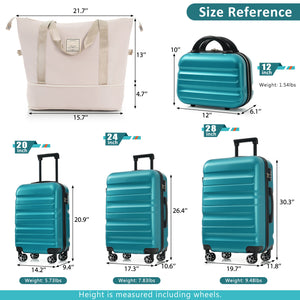 English Elm Hardshell Abs Four Piece Luggage Set with Spinner Wheels Tsa Lock Packing Cubes Blue N730P262653D