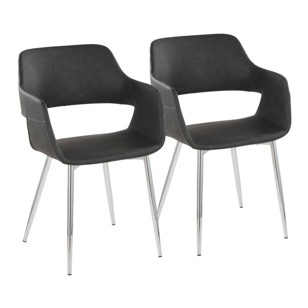 English Elm Margarite Contemporary Dining Chairs Set Of 2 - Sleek Chrome & Grey Faux Leather For Modern Spaces B202S01282