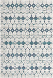 Unique Loom Outdoor Trellis Cardak Machine Made Geometric Rug Ivory and Blue, Navy Blue/Gray/Green 6' 1" x 9' 0"
