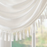 Madison Park Elena Transitional Faux Silk Waterfall Embellished Valance MP41-4949 White